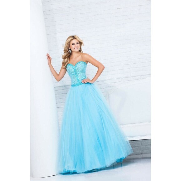Tony Bowls Ballgown Prom Dress 115552 Aqua - Picture 1 of 6